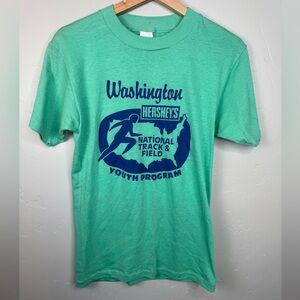Vintage Single Stitch T-Shirt Hersheys National Track and Field 80s Tee M